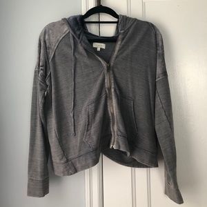 Lucky Brand Velour Detail Zip Up Sweatshirt